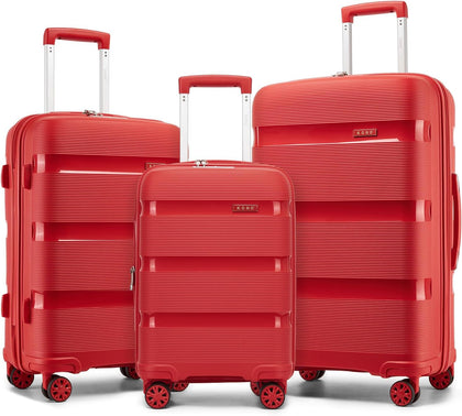 Luggage Sets 3 Piece Hard Shell Travel Trolley 4 Spinner Wheels Lightweight Polypropylene Suitcase with TSA Lock