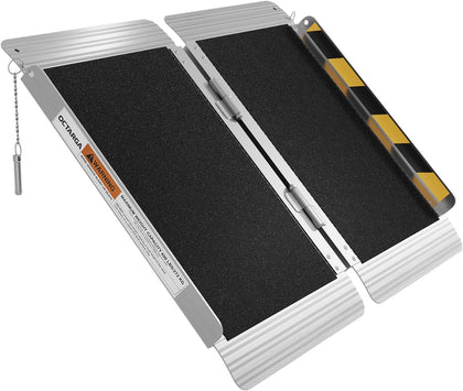 2FT Portable Wheelchair Ramp, Aluminum Folding Handicap Ramp with Handle, Threshold Wheel Chair Ramp for Home Steps