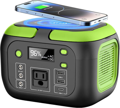 200W Portable Power Station, 42000mAh Solar Generator with 110V AC Outlet, DC, USB C, USB QC3.0, 155Wh Backup Battery