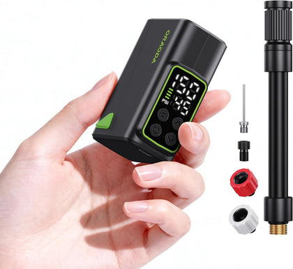 Electric Bike Pump, Fast-Inflation Mini Tire Inflator 150PSI with Gauge, Brushless Motor Rechargeable Cordless Air
