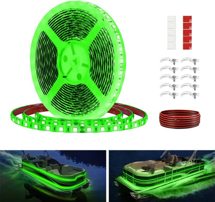 Boat Strip Lights Waterproof 16.4FT, 12v Green Marine Pontoon Boat Lights