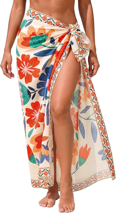 Women Sarong Wraps Chiffon Sheer Swimsuit Coverups Summer Beach Bathing Bikini Long Suit Cover Up