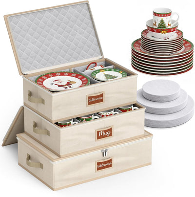Large Capacity China Storage Containers Hard Shell Plate Storage Containers, Kitchen Packing Moving Boxes for Dishes