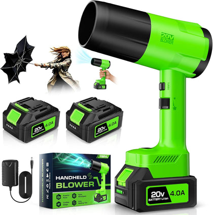 Leaf Blower Cordless, Handheld Leaf Blower with 2 X 4.0Ah Battery and Charger, Snow Blower with 6 Speed Modes
