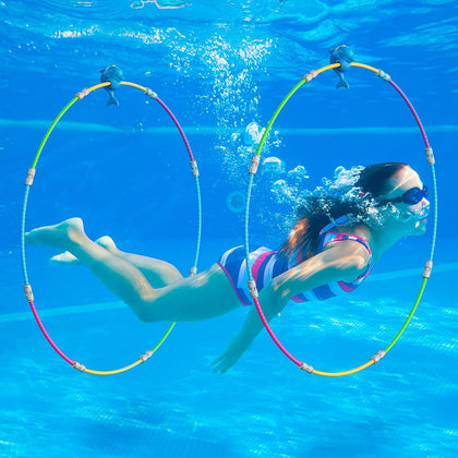 Fun Swimming Pool Toys for Kids - Diving Practice, Swim Thru Rings for Boys/Girls Ages 4-12