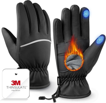 Winter Gloves Men Women Made with 3M Insulation & Plush Lining, -10°F Windproof & Water-Resistant Snow Gloves for