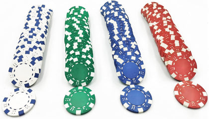 100 Pieces 11.5g Clay Composite Dice Striped Casino Poker Chips- 4 Colors (red, Green, White and Blue)