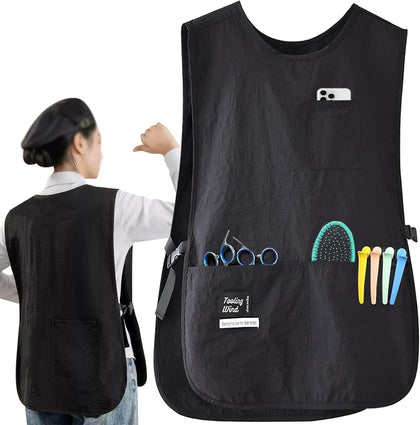 Barber Smock Waterproof Hair Stylist Apron with 4 Pockets Hairdresser Apron Barber Vest Barber Jackets for Women Men