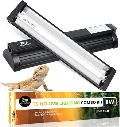 T5 UVB Reptile Light Fixture Combo Kit 8W 10.0 – Complete HO UVB Light for Reptiles with 12.44" Terrarium Hood