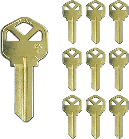 KW1 Key Blanks (10 Pack) – Premium Brass, Easily Customizable, Perfect Fit for KW1 Locks