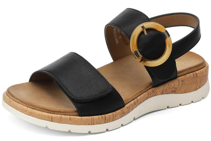Womens Low Wedge Walking Sandals with Arch Support