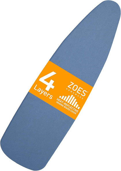 Ironing Board Cover and Pad | 100% Cotton Cover with Padding Standard Size with Aluminum Coating | Heat-Reflective
