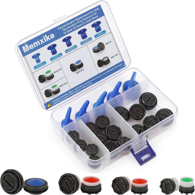 16-Pack Faucet Aerator Replacement Set with 5 Removal Wrenches | Male Thread M16.5/18.5/21.5/24mm for Sink – ABS