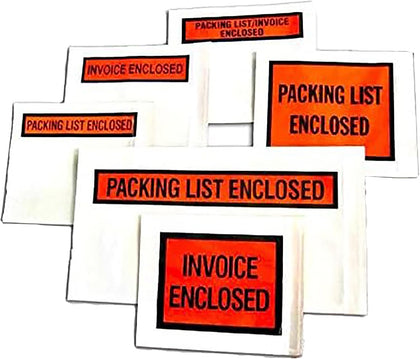 Packing List Enclosed Pouches (4.5" x 5.5") – Clear Adhesive Envelope Bag with Printing for Invoice Packing Slip –
