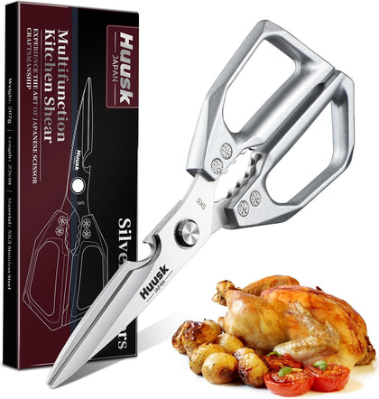 Kitchen Scissors All Purpose - Stainless Steel Kitchen Shear, Sharp Silver Meat Scissors Dishwasher Safe, Heavy Duty