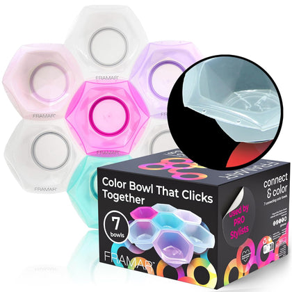 Connecting Hair Dye Bowl Set, Hair Color Bowls For Hairstylist – 7Pc | Salon Color Bowls, No More Spilled Color