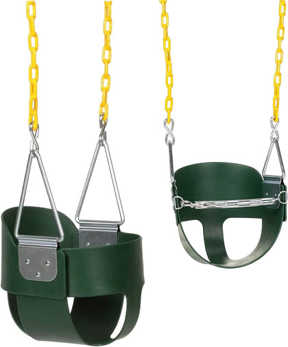 High Back Full Bucket Toddler Swing and Half Bucket Toddler Swing Seat with Coated Chains