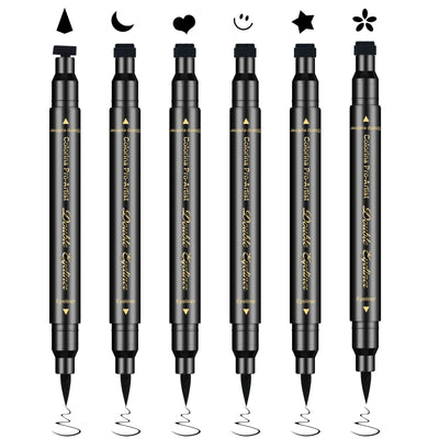 6Pcs Eyeliner Stamp, Double-End Eyeliner Stamp Pen, Waterproof Eye Liner Tattoo