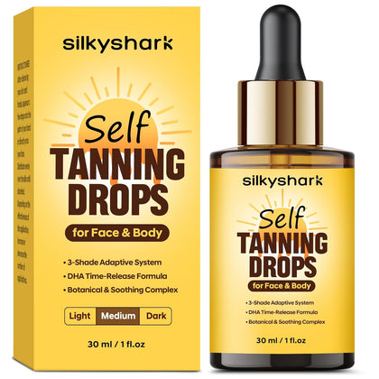 Facial Self Tanning Drops (1 Fl Oz), Tanning Drops for Face & Body, Gradual Bronzing Effect, Lightweight Tanner for