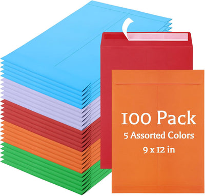Manilla Envelopes 9 x 12 Inch, 100 Pack Colored Manila Envelopes