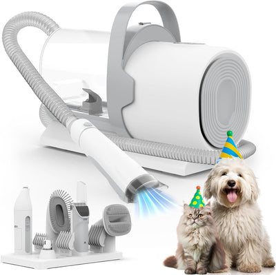 Dog Grooming Vacuum and Kit, Clipper Nail Trimmer Grinder, 2.5L Dust Cup 7 Grooming Tools 11000Pa Pet Vacuum for