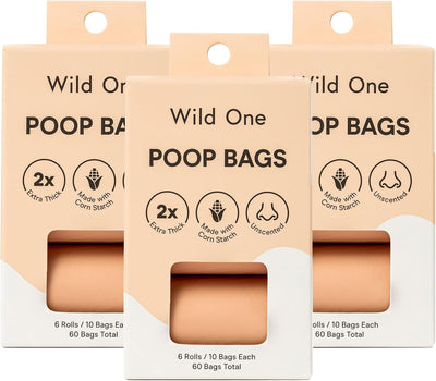 Dog Poop Bags, 180 Leak Proof Bags Made From Cornstarch, Eco-Friendly, Unscented, Blush Color