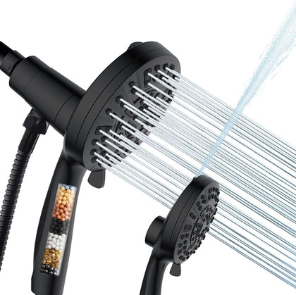 Filtered Shower Head with Handheld, Magnetic Adjustable, Matte black | High Pressure 9 Spray Modes, Hard Water