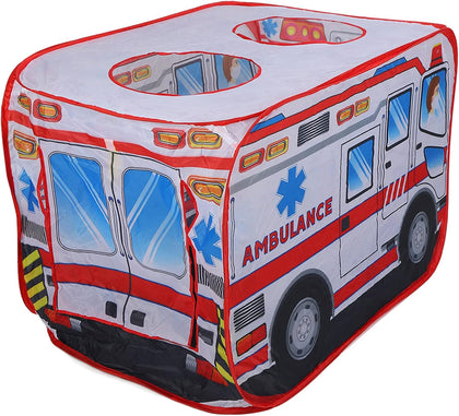 Pop up Play Tent, Foldable Indoor Outdoor Ambulance Playhouse for Toddlers Kids Doctor Patient Games
