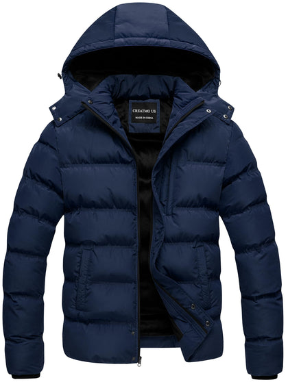 Men's Quilted Jacket Spring Fall Stand Collar Zipper Coat Warm Parka Overcoat Winter Insulated Puffer Outwear With