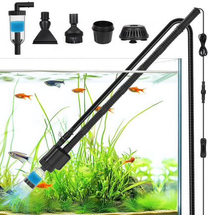 Electric Aquarium Gravel Cleaner, 8 in 1 Automatic Fish Tank Cleaning Tools Gravel Vacuum for Aquarium, for Change