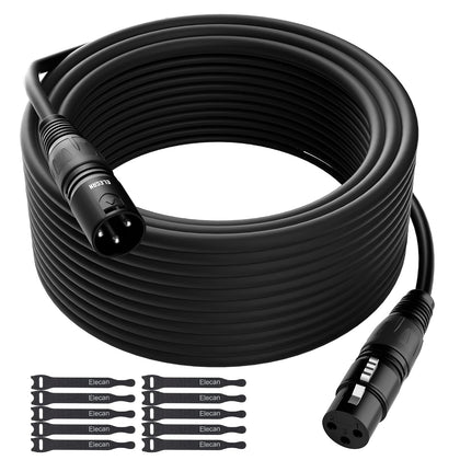 XLR Cable Microphone Cable 25 Feet,Elecan Heavy Duty Balanced XLR Speaker Cable (From 25-200FT) 3-Pin Shielded Male
