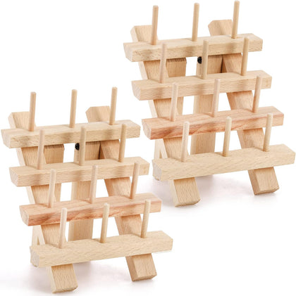 2 Pack 12 Spools Wooden Thread Holder, Small Thread Racks, Organizer for Sewing, Braiding and Embroidery