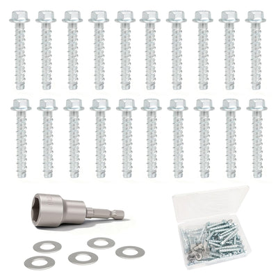 Galvanized Concrete Screws, 3/8" x 3" -20PCS Masonry Screws for Concrete, Hexagon Head Anchor Bolts for Concrete and