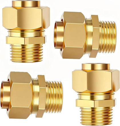 4 Pack CSST 1/2" Male NPT Gas Line Pipe Fitting Kit, Male Adapter Fittings for Natural Gas Propane, Brass Natural Gas Quick Connect Adapter Grill Propane Conversion Adapter Connector