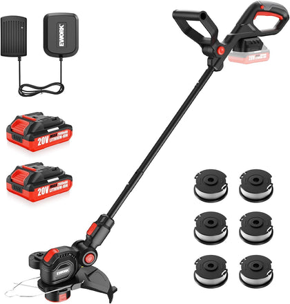 2-in-1 Cordless Weed Wacker & Edger, 20V 12'' Electric Weed Eater | Auto Line Feed, Battery Powered String Trimmer