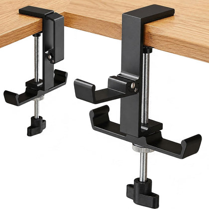 Headphone Stand for Desk, 3 Hooks Aluminum Alloy Headphone Holder (1 Foldable+2 Fixed) Space Saving Headset Stand