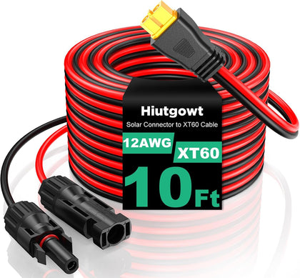 12AWG XT60 Solar Cable 10FT, XT60 Charging Cable 3 15 20 30 40 50FT, XT60 Adapter for Solar Panel to Portable Power Station Solar Generator