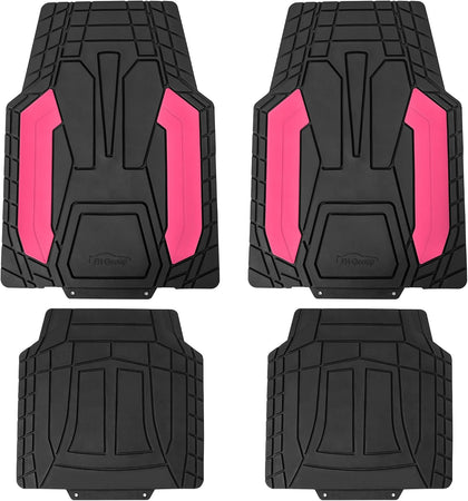 Heavy-Duty Rubber Floor Mats for Cars - Stripe Design, Universal Fit Full Set, Climaproof, Trimmable for Most Sedan