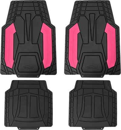 Heavy-Duty Rubber Floor Mats for Cars - Stripe Design, Universal Fit Full Set, Climaproof, Trimmable for Most Sedan