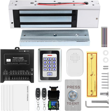 Access Control System Kit with Remote – 1200lbs Holding Force Fail-Safe Electromagnetic Lock, Metal Keypad, 12V Power