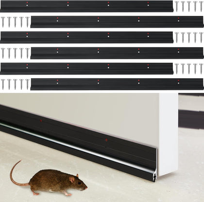 6 Pack 36 Inch Door Sweep, Aluminum Mouse Stopper Seal Strip | Rodent Proof for Garage Doors, Weather Draft Blocker