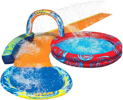 Cyclone Splash Water Park Outdoor Backyard Inflatable Toy with Sprinkling Slide and Kiddie Pool