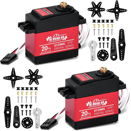 2-Pack 20KG High Torque RC Servo, 20KG Servo Motor 4.8-8.4V RC Servo Full Metal Gear Waterproof Compatible with 1/8