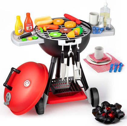 Kitchen Toy Set, BBQ Play Grill, Cooking Toy Set, Little Chef Play, Kids Grill Playset Interactive BBQ for Kids with