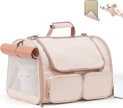 Cat Carrier, Airline Approved Dog Carrier with Rollable Cover