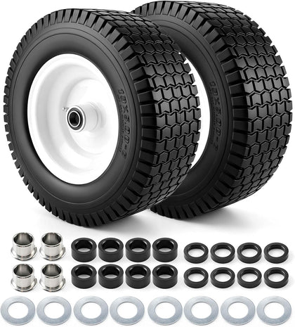 13x5.00-6 Flat Free Tire and Wheel with 3/4" & 5/8" Bearings,13x5.00-6 Lawn Mower Tires and Wheels Assembly, Fit for
