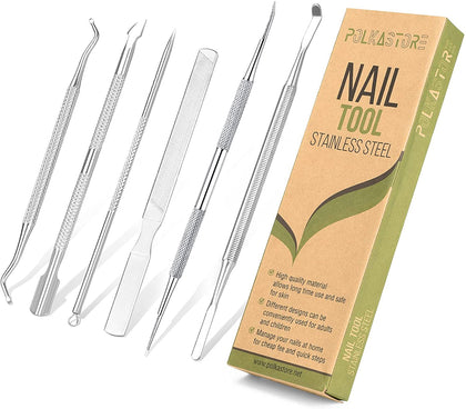 6-Pack Ingrown Toenail File and Lifters, Professional Surgical Stainless Steel Ingrown Toenail Removal Tool Kit