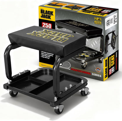 250lb Rolling Automotive Creeper Garage/Shop Seat: Padded Mechanic Stool with Tool Large Tray Suitable for garages