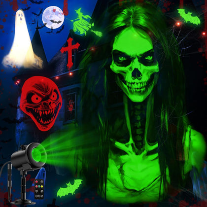 12 in 1 Halloween Projector Outdoor,3D Dynamic Halloween Decorations,Clearer
