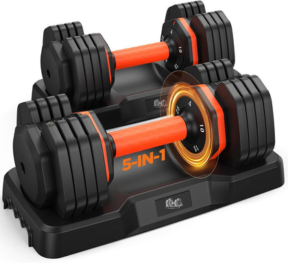 2026 FDB2 Updated Adjustable Dumbbell Set of 2, 110lbs/50lbs Weights Dumbbell Set with Storage Box, 25lbs/55lbs